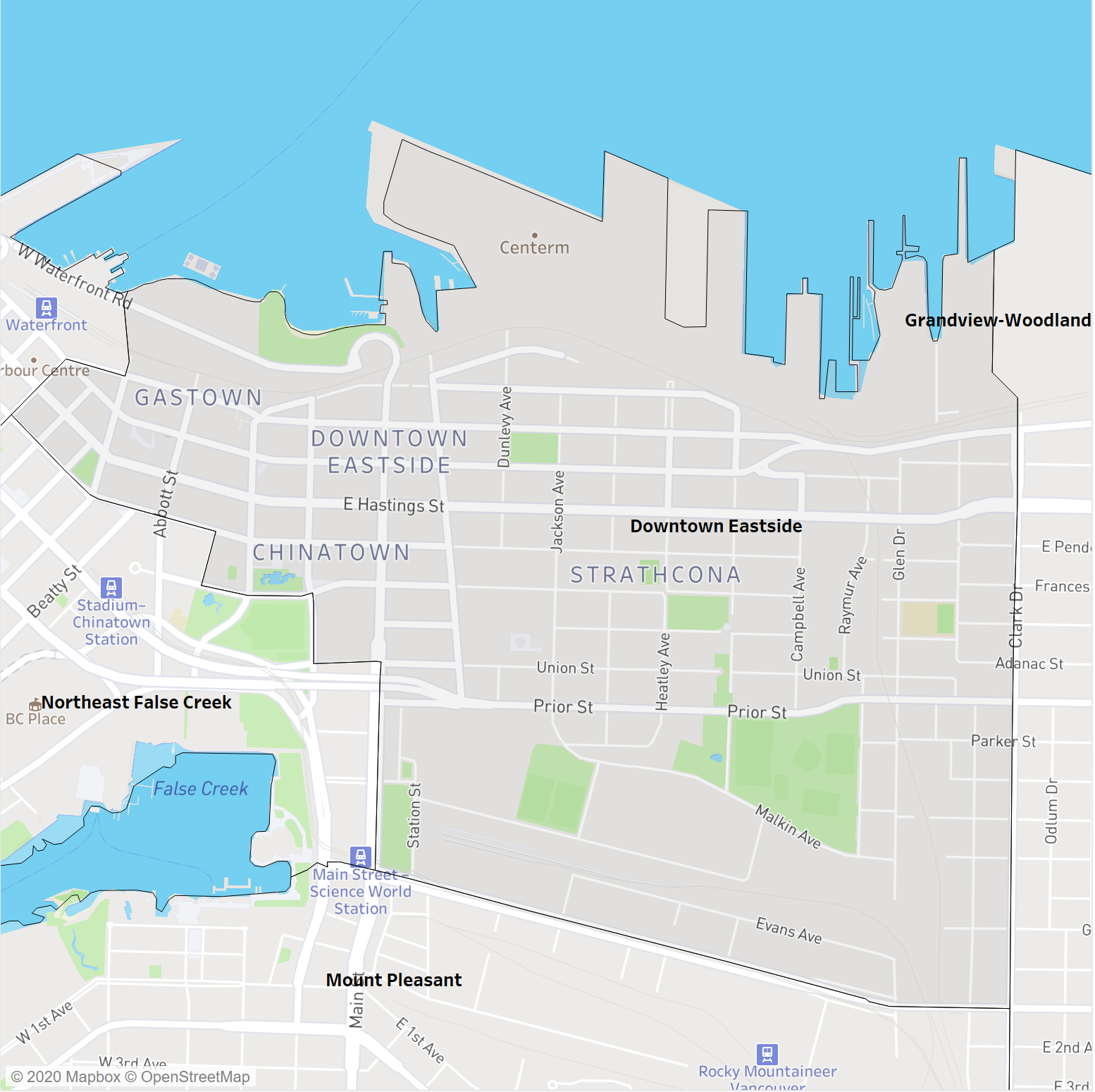 Map of the downtown eastside